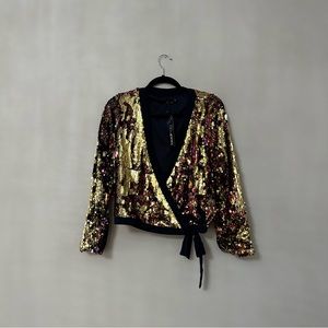 BOOHOO sequin top cross over